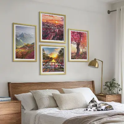 Berglandschappen per fiets set van posters met lijst