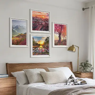 Berglandschappen per fiets set van posters met lijst