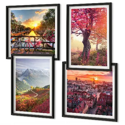 Berglandschappen per fiets set van posters met lijst