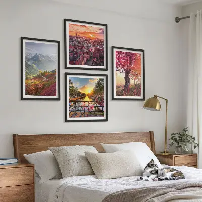 Berglandschappen per fiets set van posters met lijst