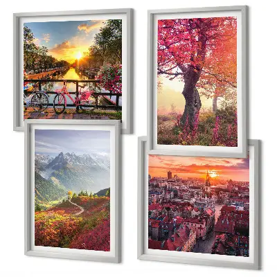 Berglandschappen per fiets set van posters met lijst