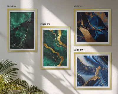 Set posters met lijst met elegante patronen op stenen