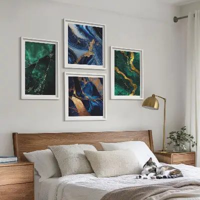 Set posters met lijst met elegante patronen op stenen
