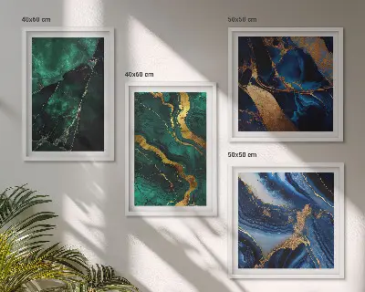 Set posters met lijst met elegante patronen op stenen