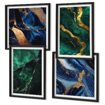 Set posters met lijst met elegante patronen op stenen
