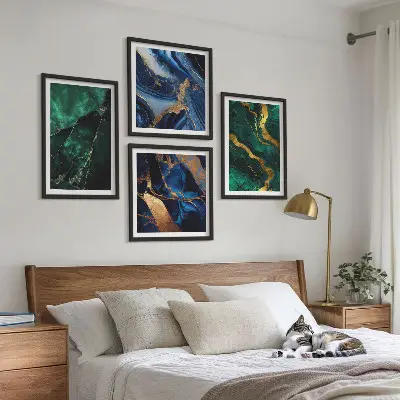 Set posters met lijst met elegante patronen op stenen