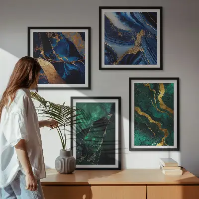 Set posters met lijst met elegante patronen op stenen
