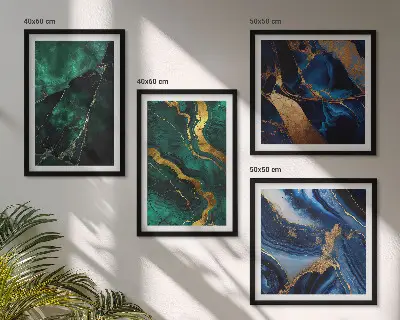 Set posters met lijst met elegante patronen op stenen