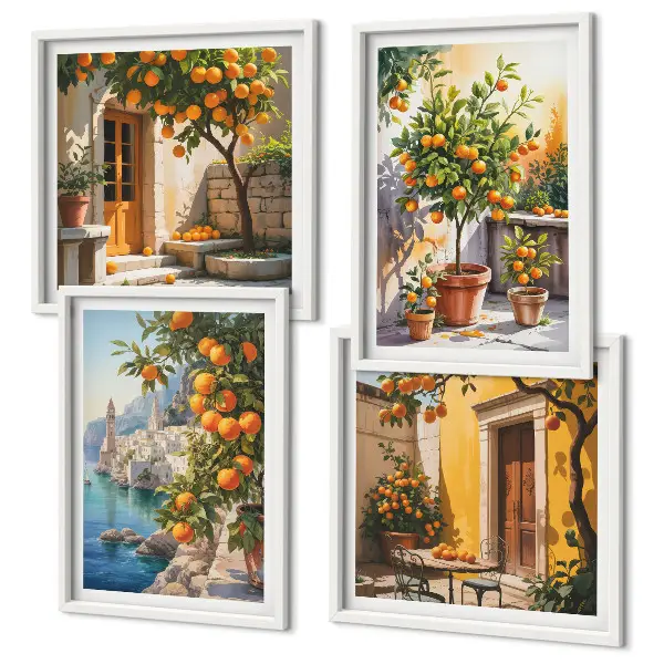 Geschilderde citruslandschappen set van posters met lijst
