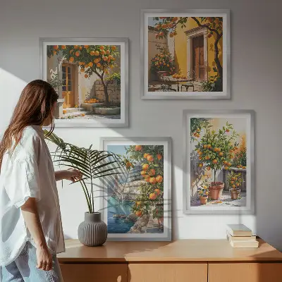 Geschilderde citruslandschappen set van posters met lijst