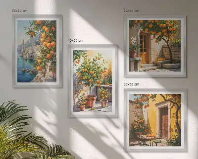 Geschilderde citruslandschappen set van posters met lijst