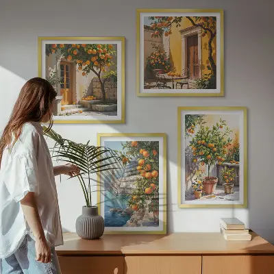 Geschilderde citruslandschappen set van posters met lijst