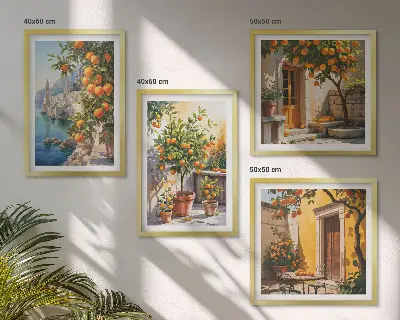 Geschilderde citruslandschappen set van posters met lijst