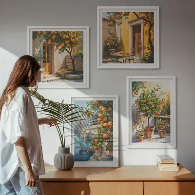 Geschilderde citruslandschappen set van posters met lijst