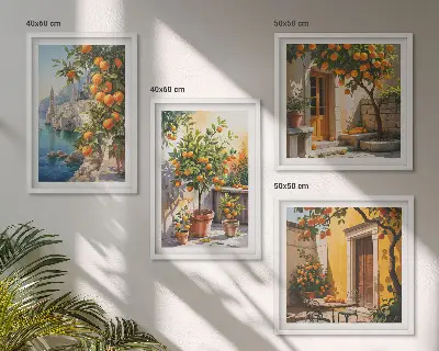 Geschilderde citruslandschappen set van posters met lijst