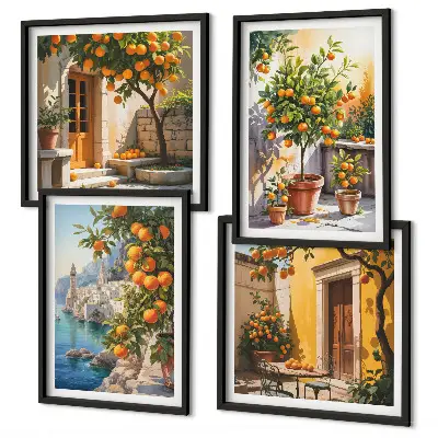 Geschilderde citruslandschappen set van posters met lijst