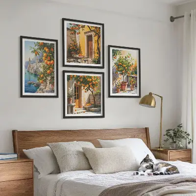 Geschilderde citruslandschappen set van posters met lijst