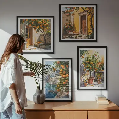 Geschilderde citruslandschappen set van posters met lijst
