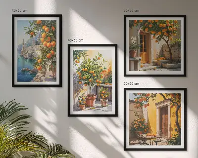 Geschilderde citruslandschappen set van posters met lijst