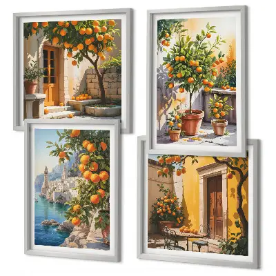 Geschilderde citruslandschappen set van posters met lijst