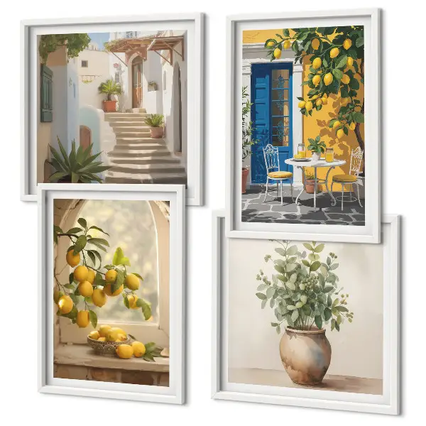 Architectuur van de stad Lemons set van posters met lijst