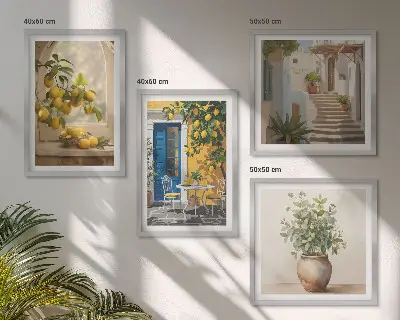 Architectuur van de stad Lemons set van posters met lijst