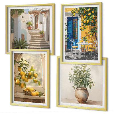 Set van posters met lijst architectuur van de stad Lemons