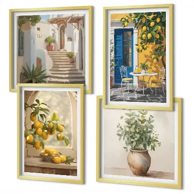 Architectuur van de stad Lemons set van posters met lijst