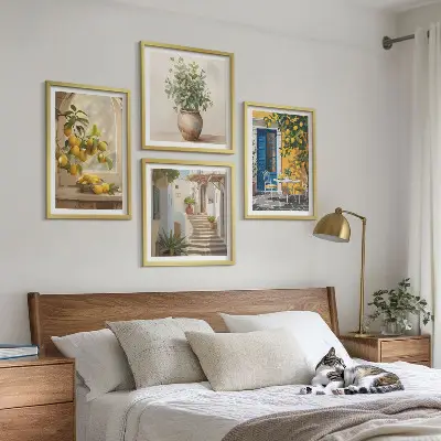 Architectuur van de stad Lemons set van posters met lijst