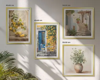 Architectuur van de stad Lemons set van posters met lijst