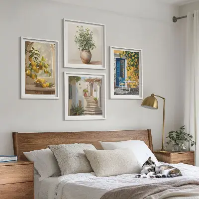 Architectuur van de stad Lemons set van posters met lijst