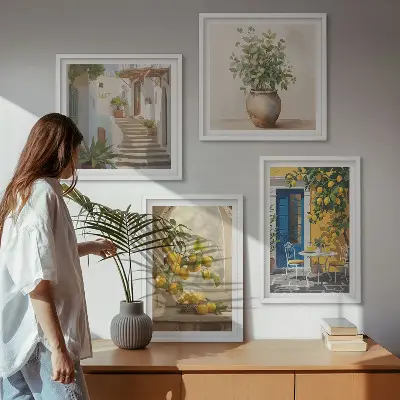 Architectuur van de stad Lemons set van posters met lijst