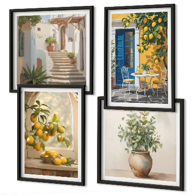 Set van posters met lijst architectuur van de stad Lemons