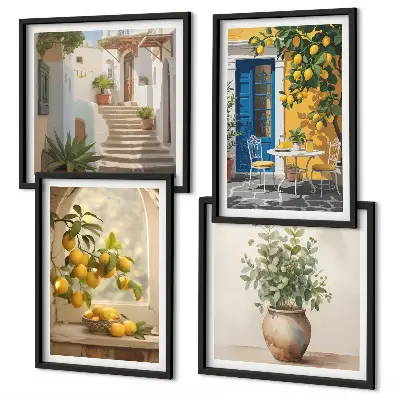 Architectuur van de stad Lemons set van posters met lijst