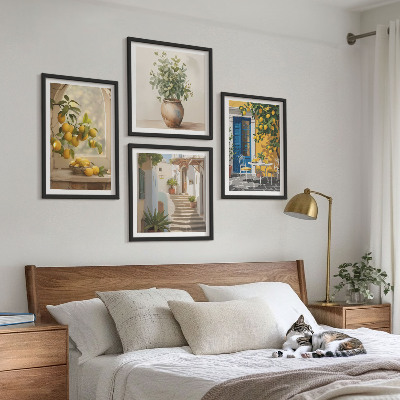 Set van posters met lijst architectuur van de stad Lemons