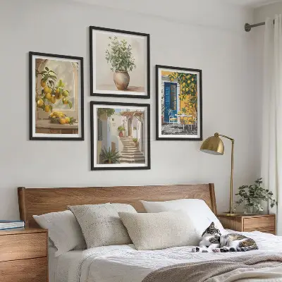 Architectuur van de stad Lemons set van posters met lijst