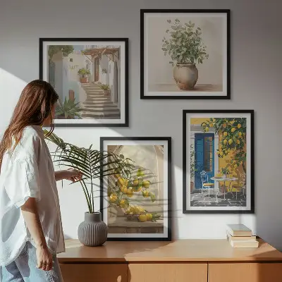 Architectuur van de stad Lemons set van posters met lijst