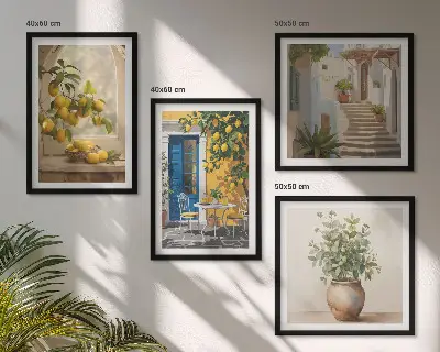 Architectuur van de stad Lemons set van posters met lijst
