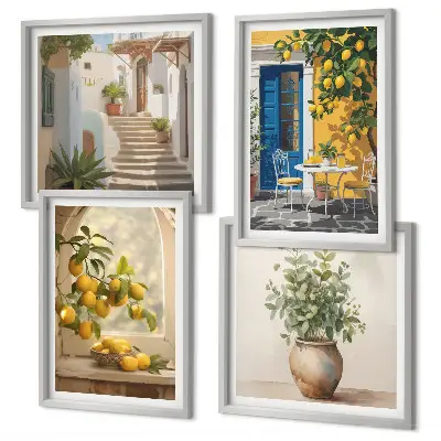 Architectuur van de stad Lemons set van posters met lijst
