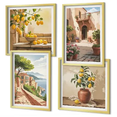 Set van posters met lijst Citrusvruchten in de keuken