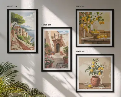 Set van posters met lijst Citrusvruchten in de keuken