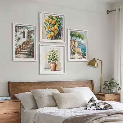 Set van posters met lijst Citroenkleurige kustbloemen