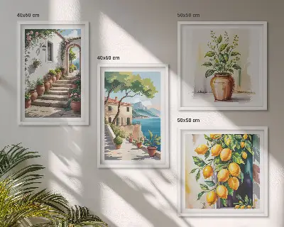 Set van posters met lijst Citroenkleurige kustbloemen