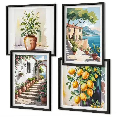 Set van posters met lijst Citroenkleurige kustbloemen
