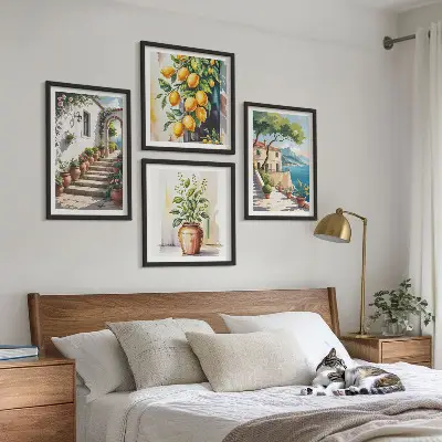 Set van posters met lijst Citroenkleurige kustbloemen