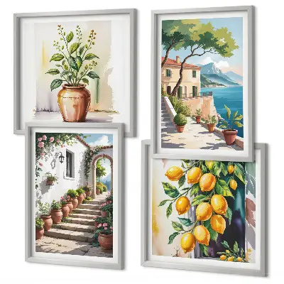 Set van posters met lijst Citroenkleurige kustbloemen