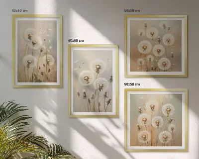 Witte paardenbloemen op een lichte achtergrond meerluik in lijst