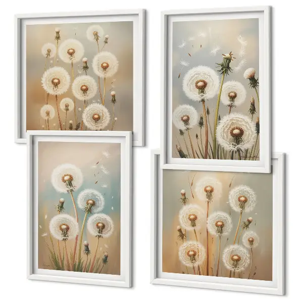 Set van posters met lijst Pastelkleurige paardenbloemen