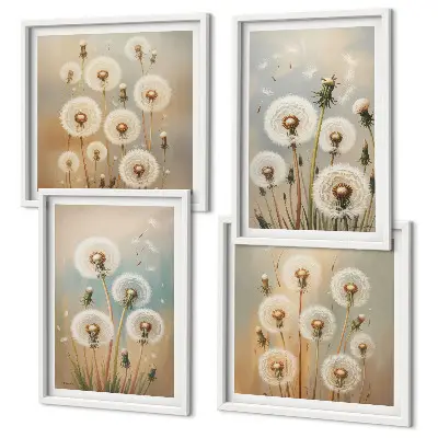 Set van posters met lijst Pastelkleurige paardenbloemen