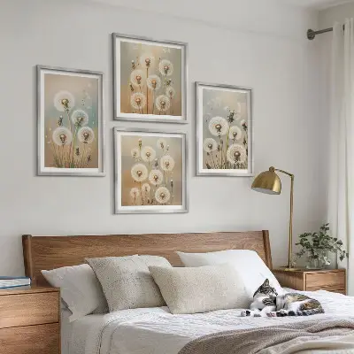 Set van posters met lijst Pastelkleurige paardenbloemen